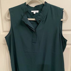 Calvin Klein - Large L - Forest Green Ruched Neckline Sleeveless Top